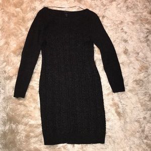 Black long sleeve sweater dress